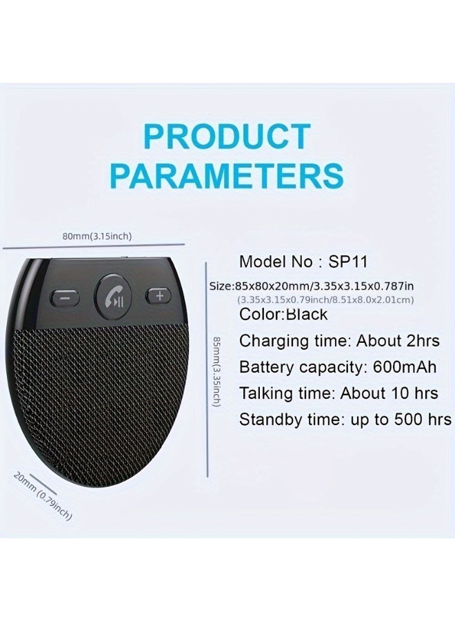 COYO Car Electronics Accessories Wireless Vehicle Car BT Speakers Handsfree Car Kit Hands-free Speakerphone Hands free Sun Visor Music Player with Mic Support to Connect Two Mobile Phones Auto Power on by Car Door Vibration - Image 2